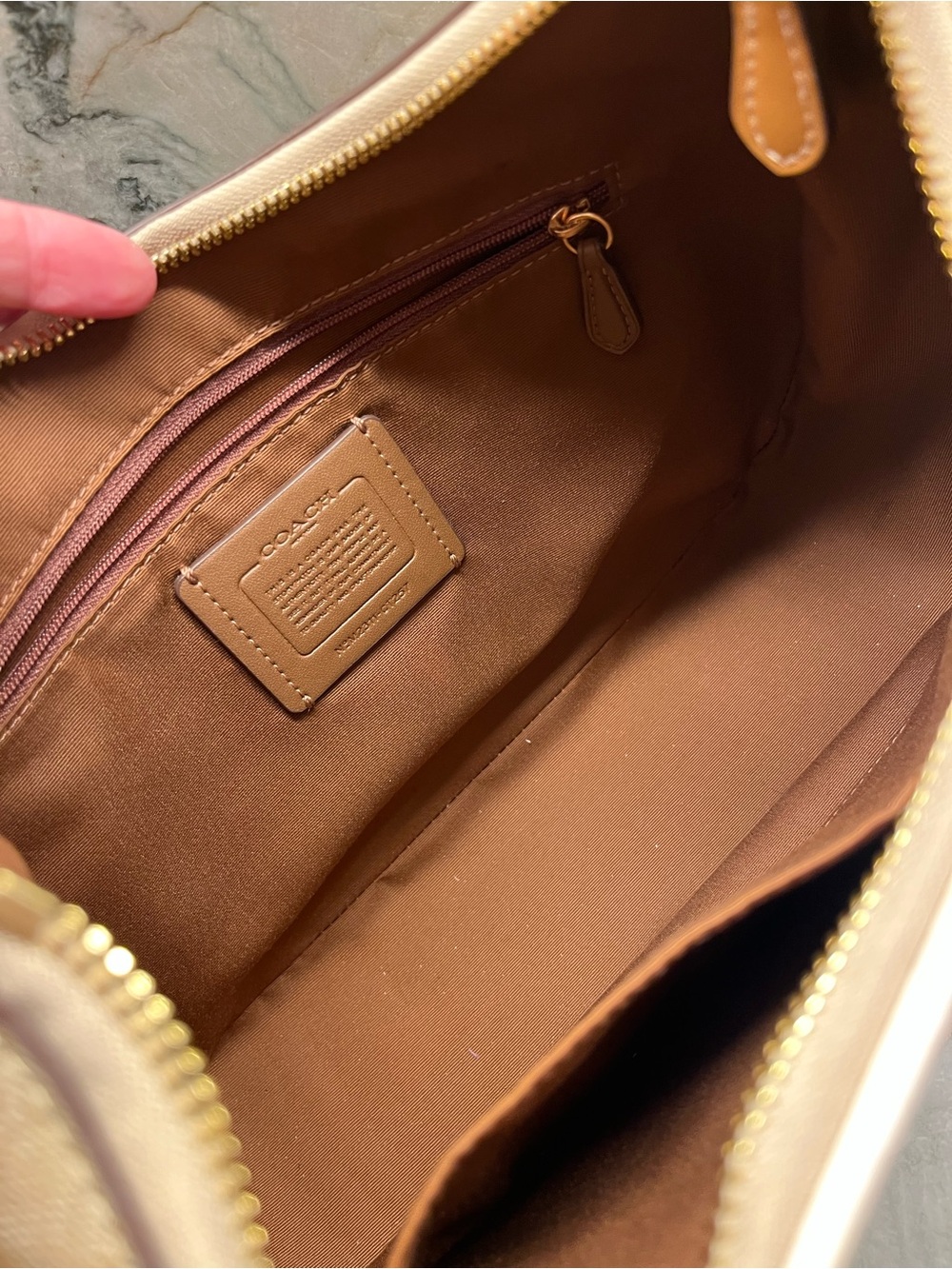 Coach Neutral Signature Canvas Shoulder Bag with Cream Center Panel - Picture 5 of 7